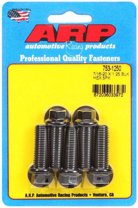 ARP 7/16-20 x 1.250 hex black oxide bolts