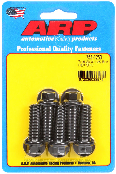 ARP 7/16-20 x 1.250 hex black oxide bolts