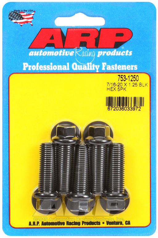 ARP 7/16-20 x 1.250 hex black oxide bolts