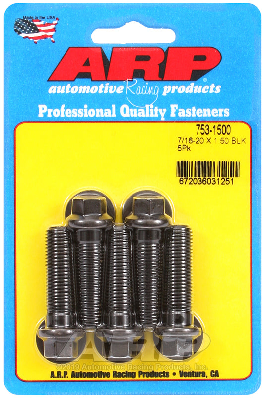 ARP 7/16-20 x 1.500 hex black oxide bolts