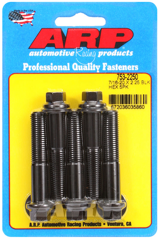 ARP 7/16-20 x 2.250 hex black oxide bolts