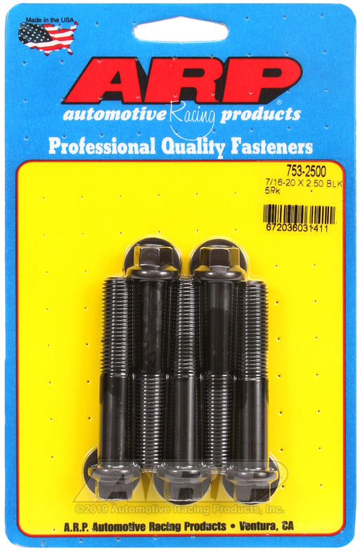 ARP 7/16-20 x 2.500 hex black oxide bolts
