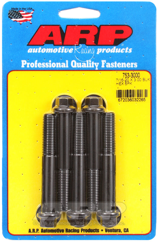ARP 7/16-20 x 3.000 hex black oxide bolts