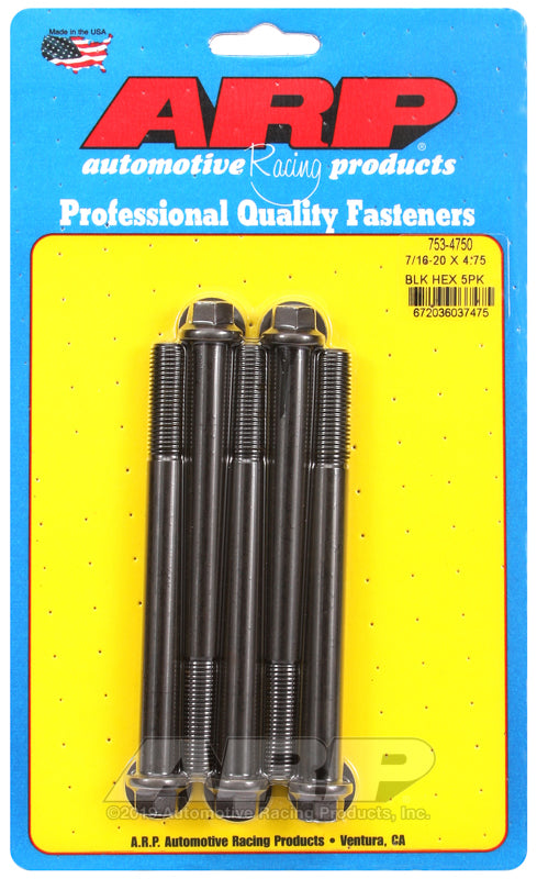 ARP 7/16-20 x 4.750 hex black oxide bolts