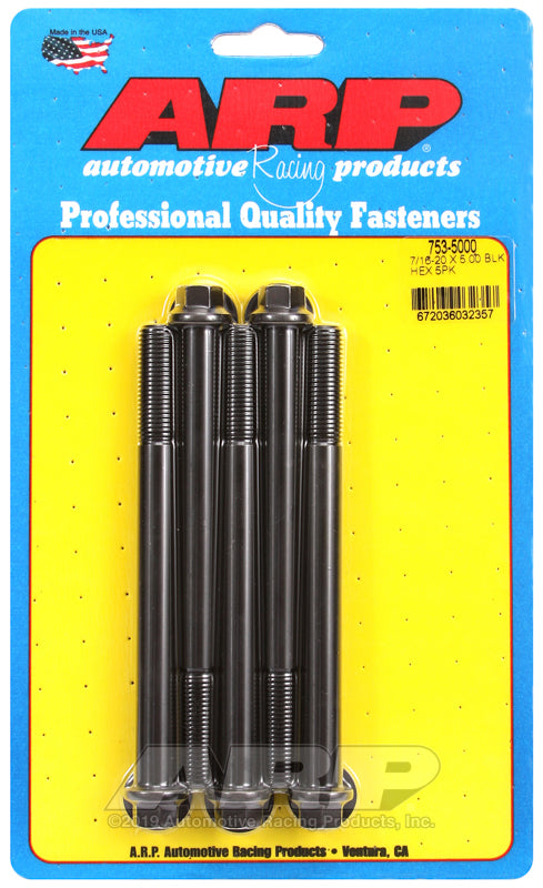 ARP 7/16-20 x 5.000 hex black oxide bolts