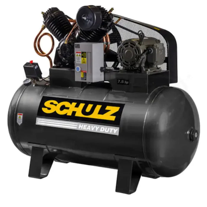 Schulz 7580HV30X-3 208V 3-PH 8HP 80gal horizontal two-stage electric air compressor