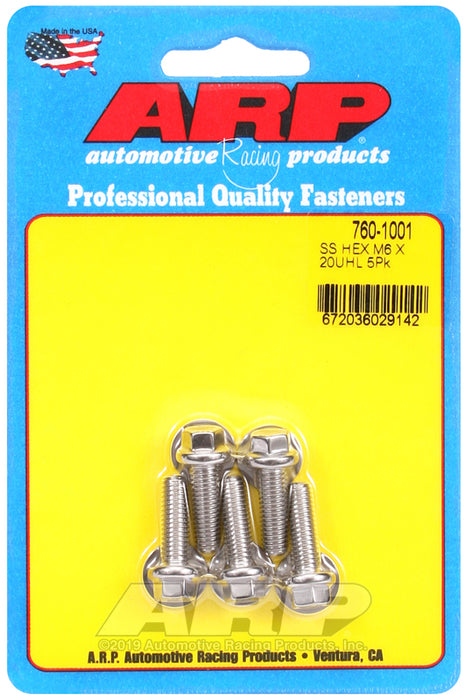 ARP M6 x 1.00 x 20 hex SS bolts