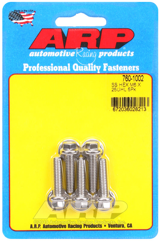 ARP M6 x 1.00 x 25 hex SS bolts