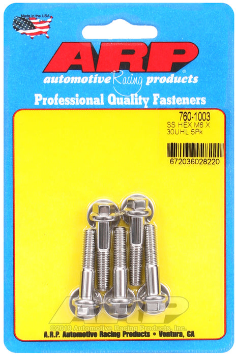 ARP M6 x 1.00 x 30 hex SS bolts