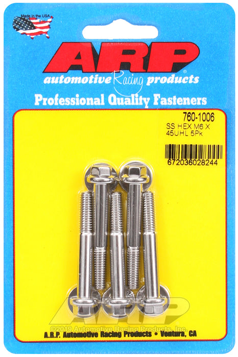 ARP M6 x 1.00 x 45 hex SS bolts