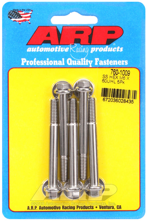 ARP M6 x 1.00 x 60  hex SS bolts
