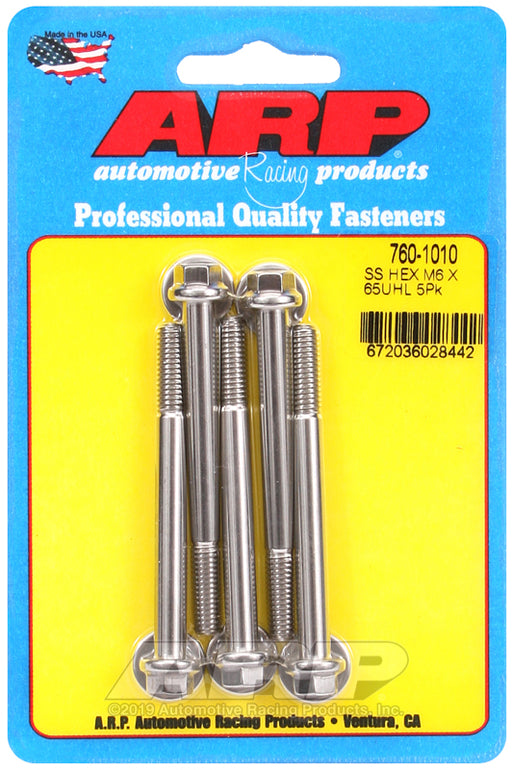 ARP M6 x 1.00 x 65 hex SS bolts