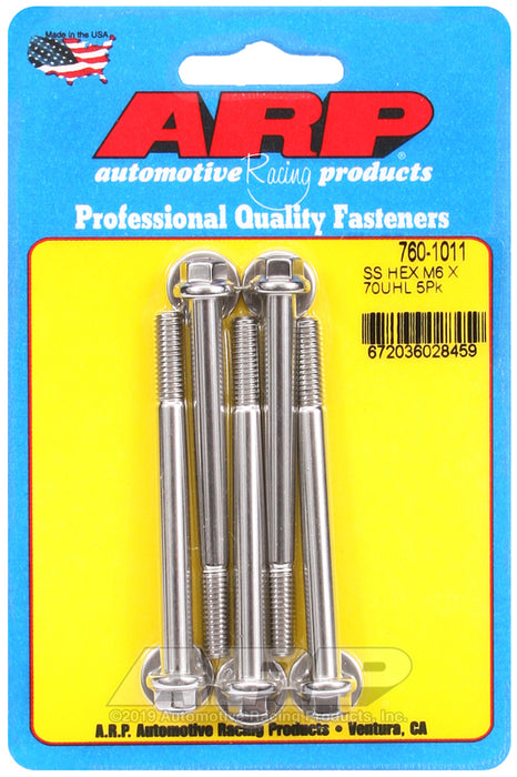 ARP M6 x 1.00 x 70 hex SS bolts