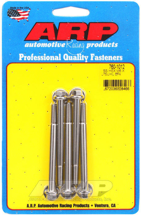 ARP M6 x 1.00 x 75 hex SS bolts