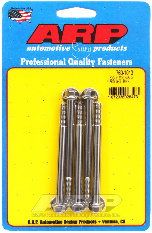 ARP M6 x 1.00 x 80 hex SS bolts