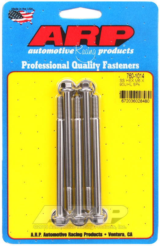 ARP M6 x 1.00 x 90  hex SS bolts