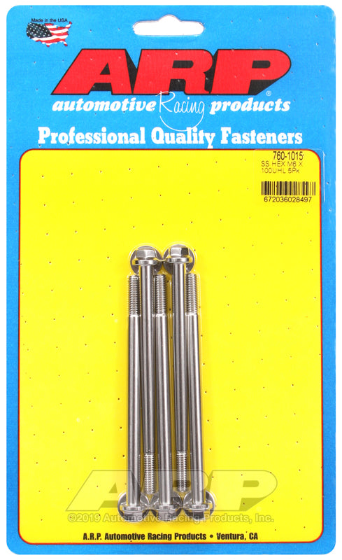 ARP M6 x 1.00 x 100 hex SS bolts