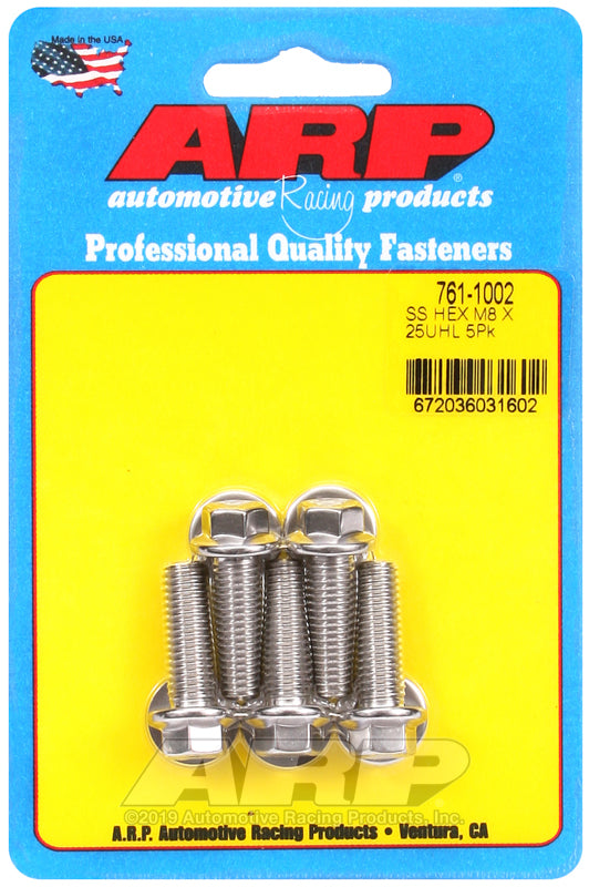 ARP M8 x 1.25 x 25 hex SS bolts