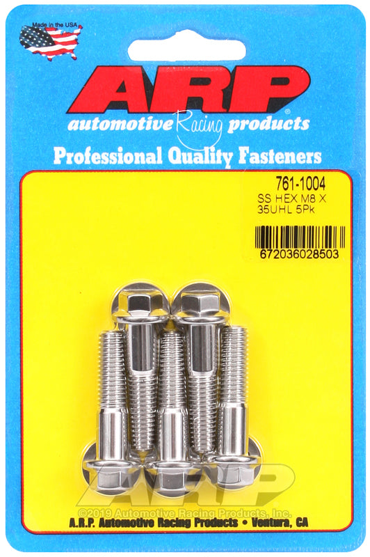 ARP M8 x 1.25 x 35 hex SS bolts