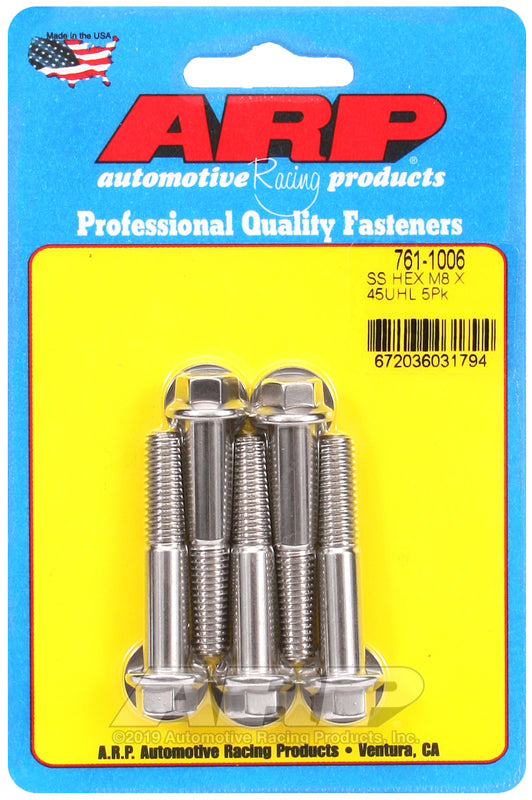 ARP M8 x 1.25 x 45 hex SS bolts