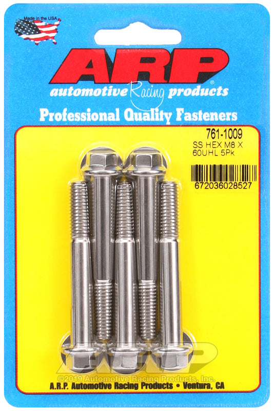 ARP M8 x 1.25 x 60  hex SS bolts