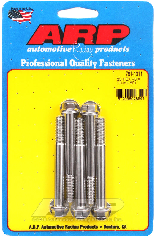 ARP M8 x 1.25 x 70 hex SS bolts