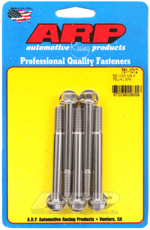 ARP M8 x 1.25 x 75 hex SS bolts