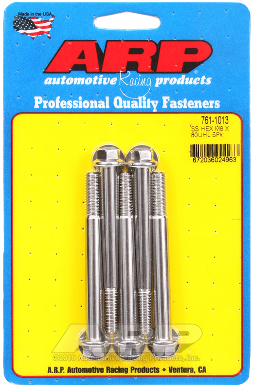 ARP M8 x 1.25 x 80 hex SS bolts