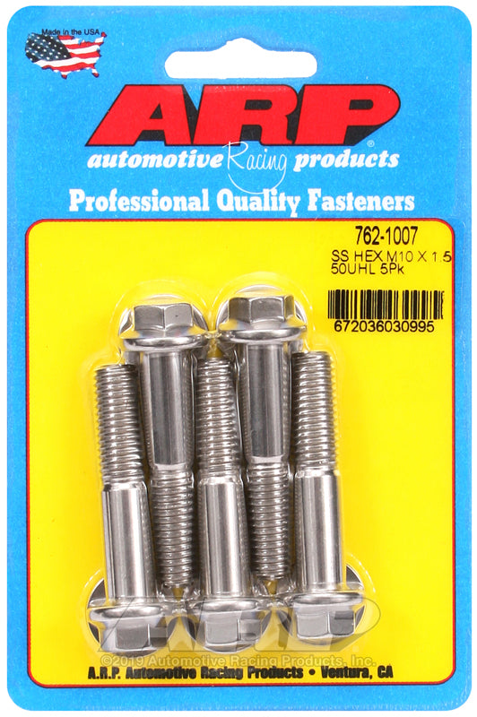 ARP M10 x 1.50 x 50 hex SS bolts