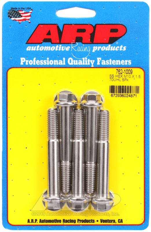 ARP M10 x 1.50 x 70 hex SS bolts