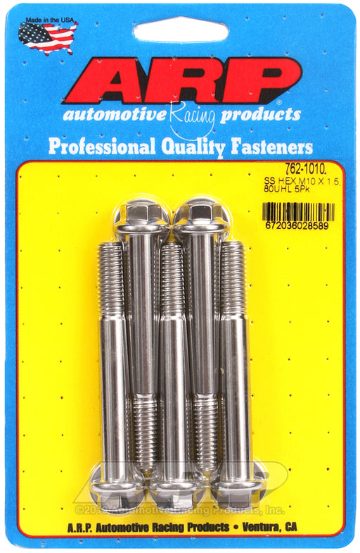 ARP M10 x 1.50 x 80 hex SS bolts