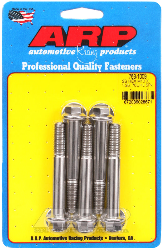 ARP M10 x 1.25 x 70 hex SS bolts