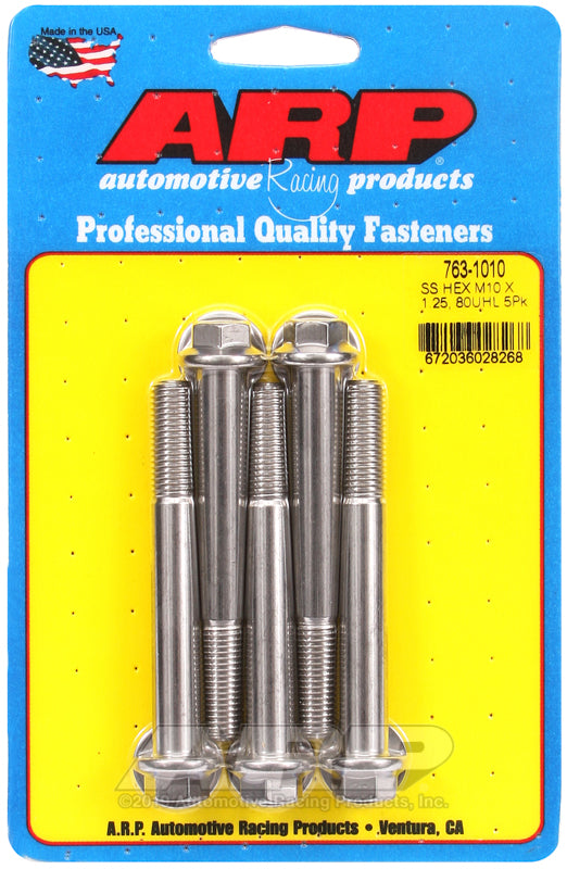 ARP M10 x 1.25 x 80 hex SS bolts