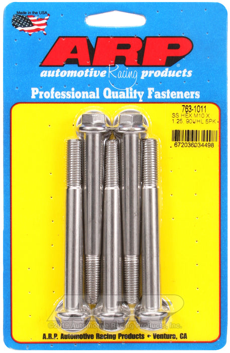 ARP M10 x 1.25 x 90  hex SS bolts