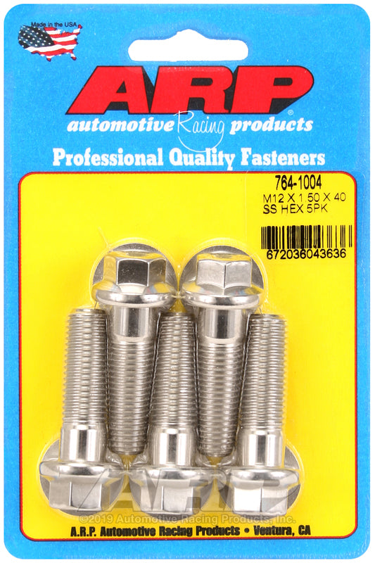 ARP M12 x 1.50 x 40 hex SS bolts