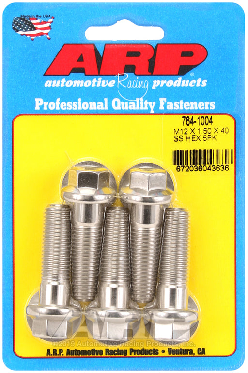 ARP M12 x 1.50 x 40 hex SS bolts