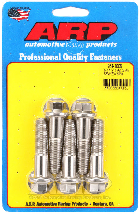 ARP M12 x 1.50 x 50 hex SS bolts
