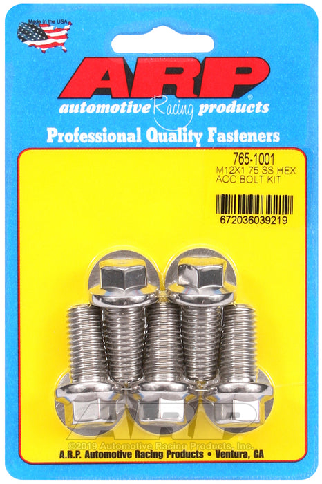 ARP M12 x 1.75 x 25 hex SS bolts
