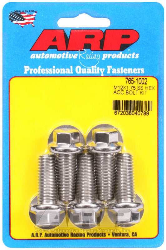 ARP M12 x 1.75 x 30 hex SS bolts