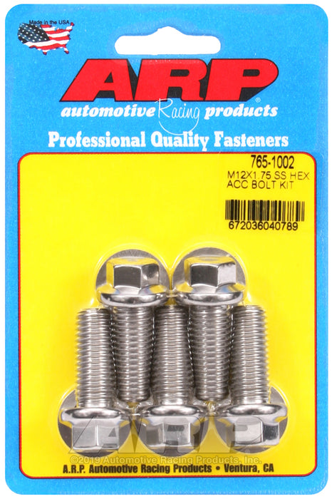 ARP M12 x 1.75 x 30 hex SS bolts
