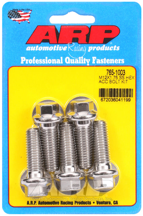 ARP M12 x 1.75 x 35 hex SS bolts