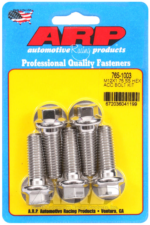 ARP M12 x 1.75 x 35 hex SS bolts