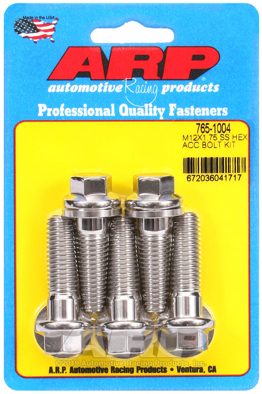 ARP M12 x 1.75 x 40 hex SS bolts