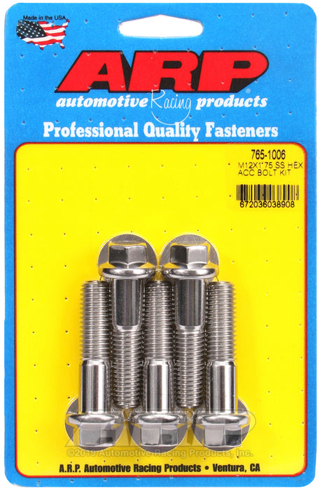 ARP M12 x 1.75 x 50 hex SS bolts