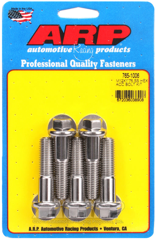 ARP M12 x 1.75 x 50 hex SS bolts