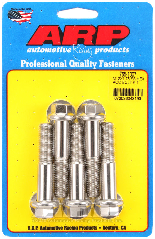 ARP M12 x 1.75 x 60 hex SS bolts