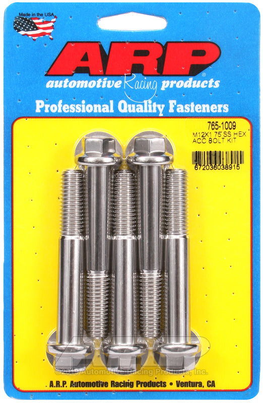 ARP M12 x 1.75 x 80 hex SS bolts