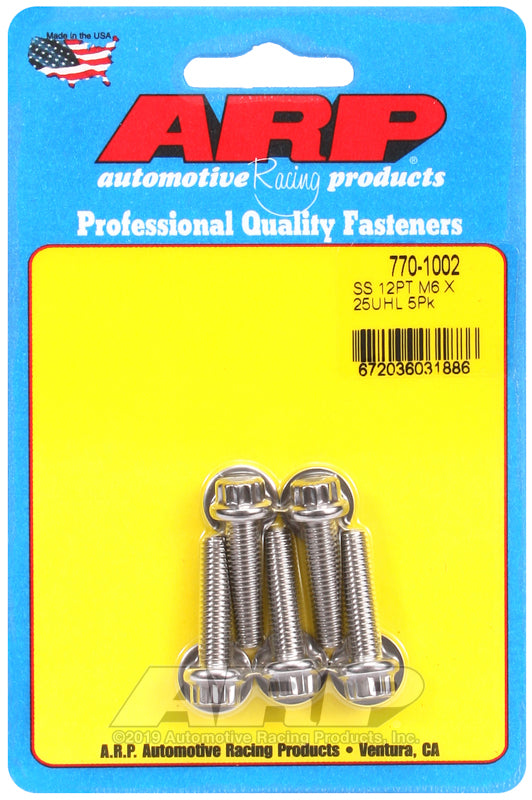 ARP M6 x 1.00 x 25 12pt SS bolts