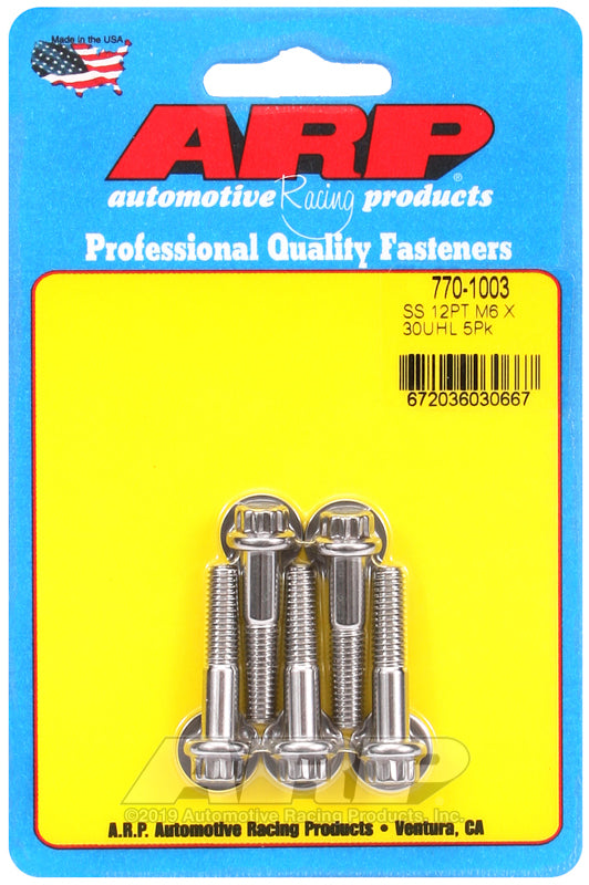 ARP M6 x 1.00 x 30 12pt SS bolts