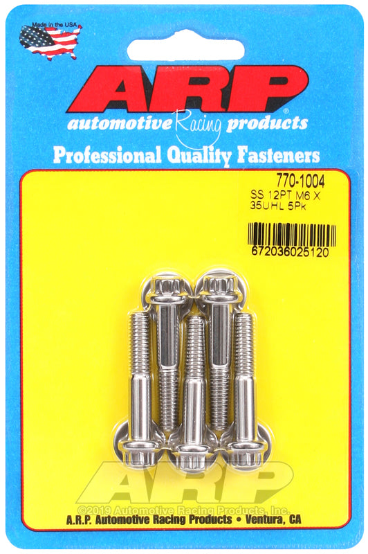 ARP M6 x 1.00 x 35 12pt SS bolts